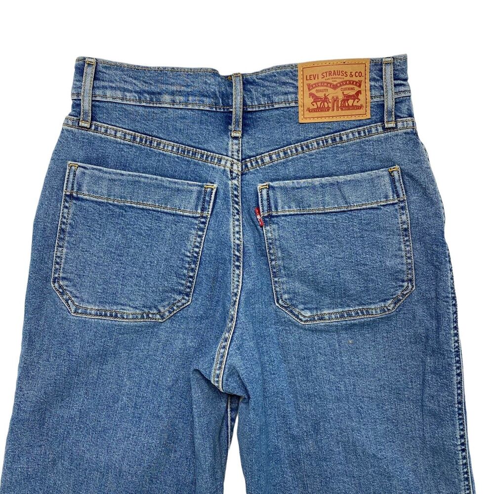 LEVIS Mile High Cropped Wide Leg Medium Light Wash Jeans Size 25 Button Fly - Picture 4 of 9
